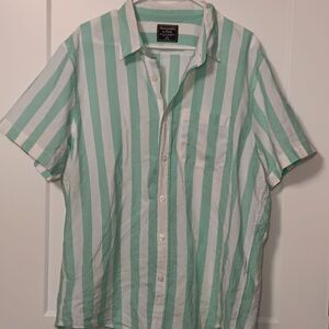 Abercrombie and Fitch Mint Green and White Striped Men's Shirt